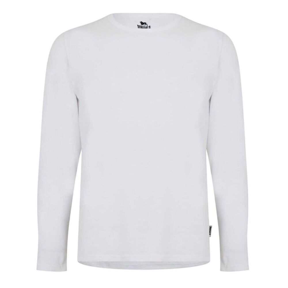 Lonsdale Mens Plain Crew Neck Long-Sleeved T-Shirt / White